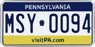 PA license plate MSY0094