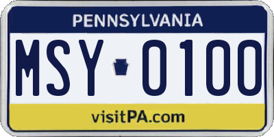 PA license plate MSY0100