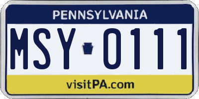PA license plate MSY0111