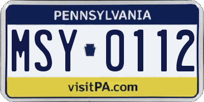 PA license plate MSY0112