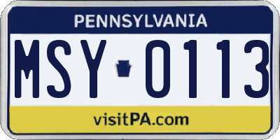 PA license plate MSY0113