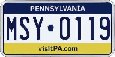 PA license plate MSY0119