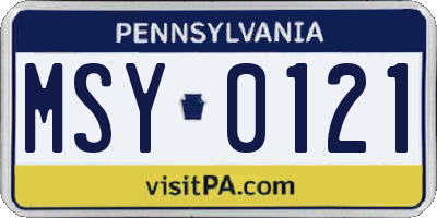 PA license plate MSY0121