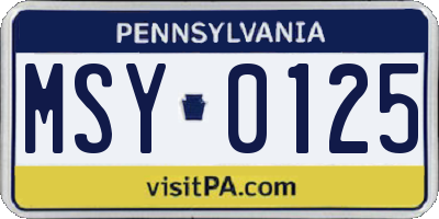 PA license plate MSY0125