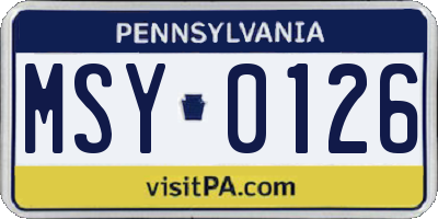 PA license plate MSY0126