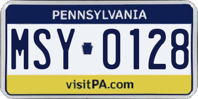 PA license plate MSY0128