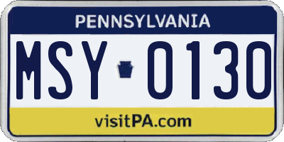 PA license plate MSY0130