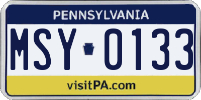 PA license plate MSY0133
