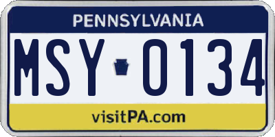 PA license plate MSY0134
