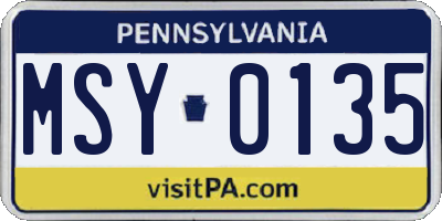 PA license plate MSY0135