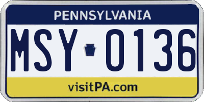 PA license plate MSY0136