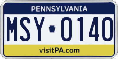 PA license plate MSY0140