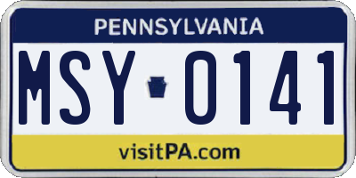 PA license plate MSY0141