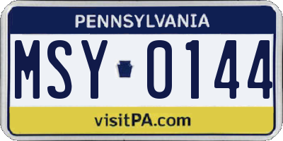 PA license plate MSY0144