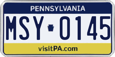 PA license plate MSY0145