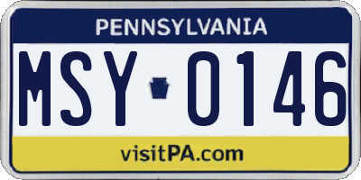 PA license plate MSY0146