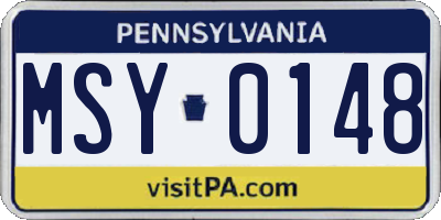 PA license plate MSY0148