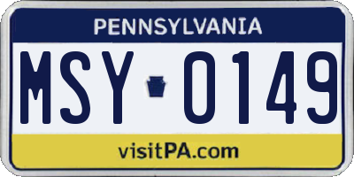 PA license plate MSY0149
