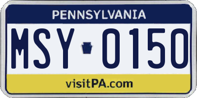PA license plate MSY0150