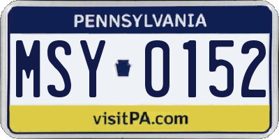 PA license plate MSY0152