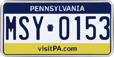 PA license plate MSY0153