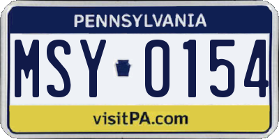 PA license plate MSY0154