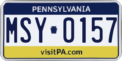 PA license plate MSY0157