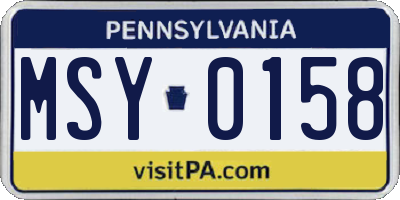 PA license plate MSY0158