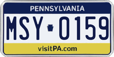 PA license plate MSY0159
