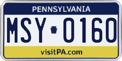 PA license plate MSY0160