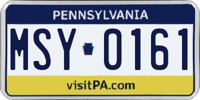 PA license plate MSY0161