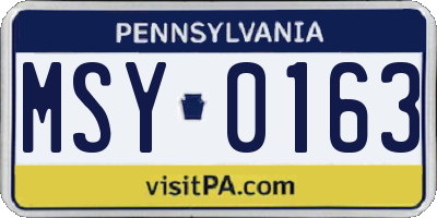 PA license plate MSY0163