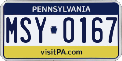 PA license plate MSY0167