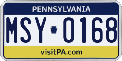 PA license plate MSY0168