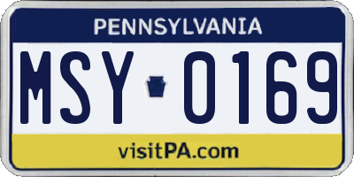 PA license plate MSY0169