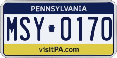 PA license plate MSY0170