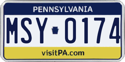 PA license plate MSY0174