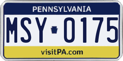 PA license plate MSY0175