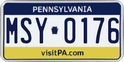 PA license plate MSY0176