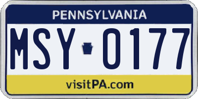 PA license plate MSY0177