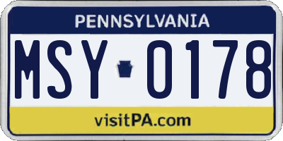 PA license plate MSY0178
