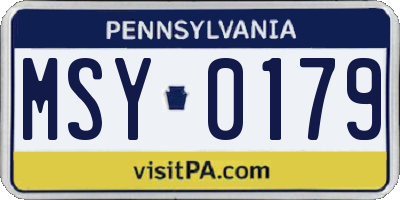 PA license plate MSY0179