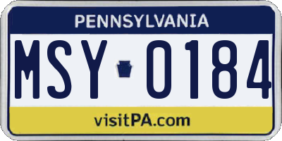PA license plate MSY0184