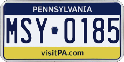PA license plate MSY0185