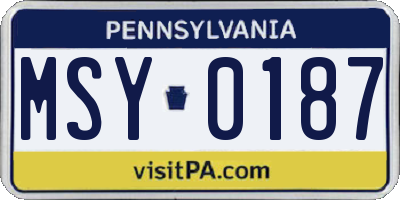 PA license plate MSY0187
