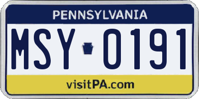 PA license plate MSY0191