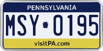 PA license plate MSY0195