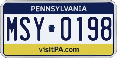 PA license plate MSY0198