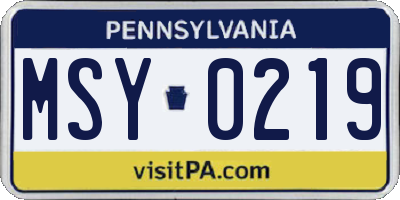 PA license plate MSY0219