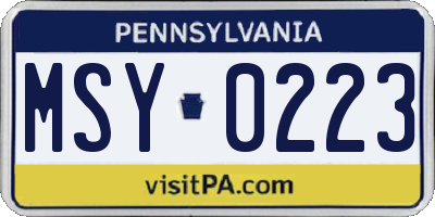 PA license plate MSY0223